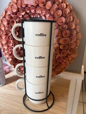 Stackable Coffee Mugs Set of 4 with Stand